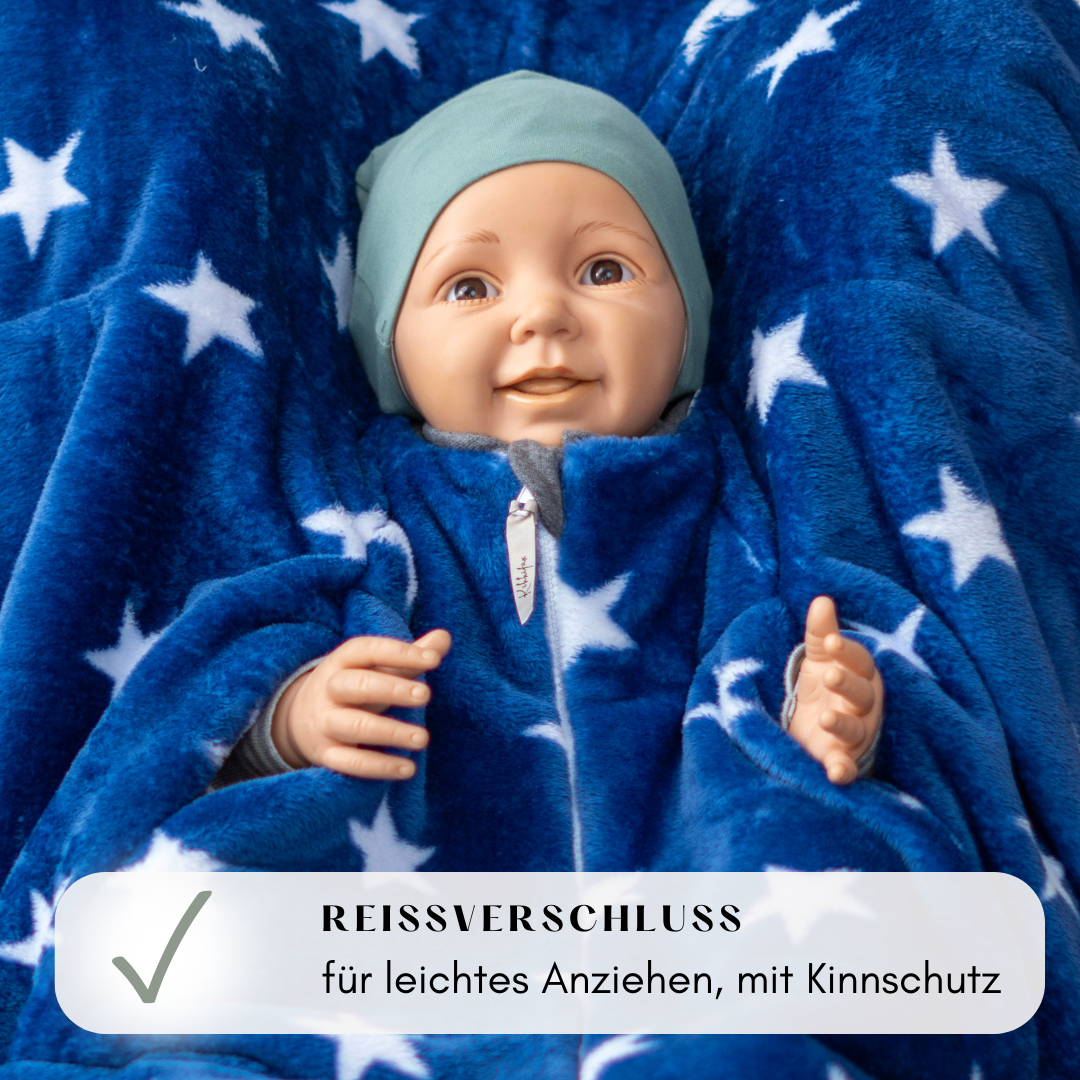 Kindersitzponcho "flauschige Sterne - blue "
