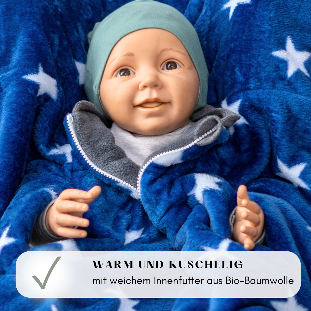 Kindersitzponcho "flauschige Sterne - blue "