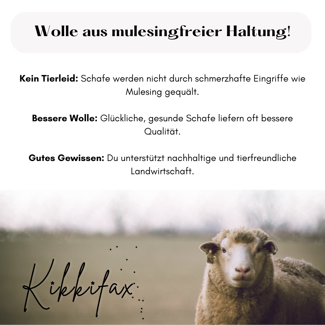 Grafik mit Schaf – Wolle aus mulesingfreier und tierfreundlicher Haltung
