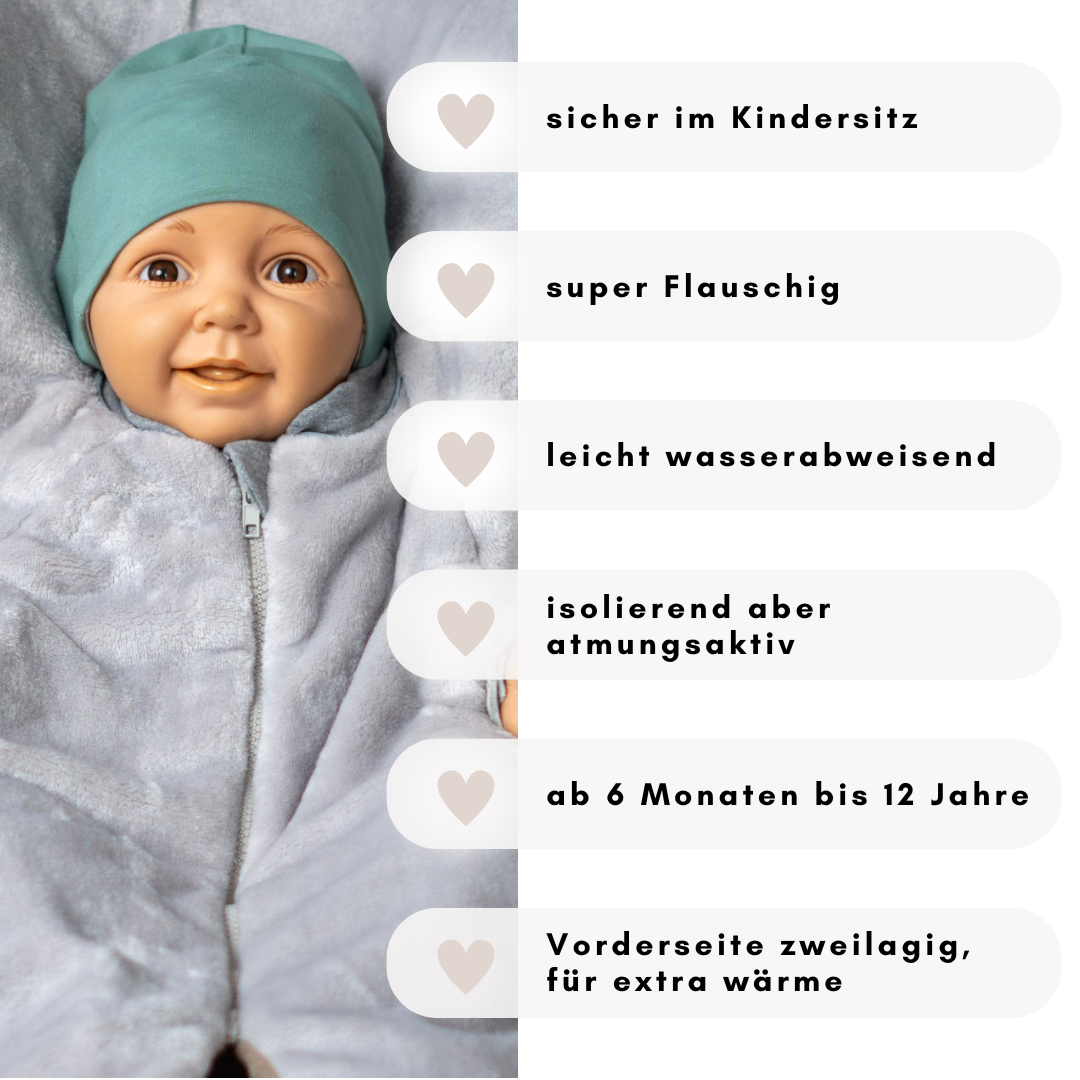 Kindersitzponcho "flauschig grau"