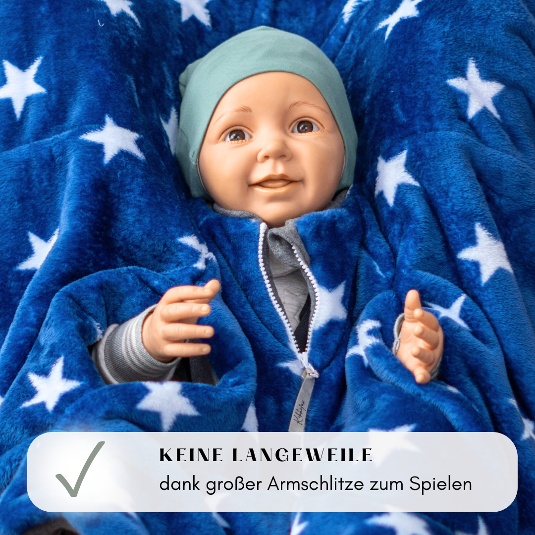 Kindersitzponcho "flauschige Sterne - blue "