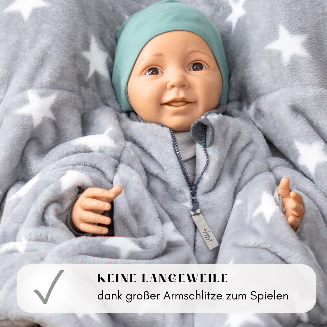 Kindersitzponcho "flauschige Sterne - grau "