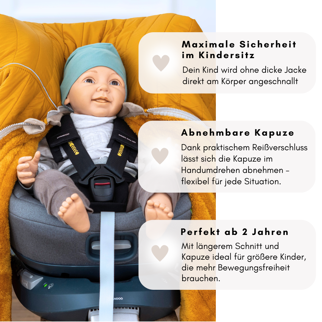 XL Kindersitzponcho Stepp Senfgelb