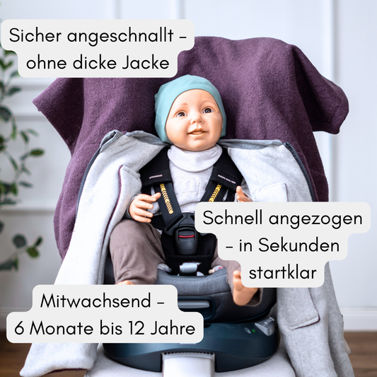 Wollwalk-Poncho geöffnet – schnell angezogen, mitwachsend von 6 Monaten‑12 Jahren