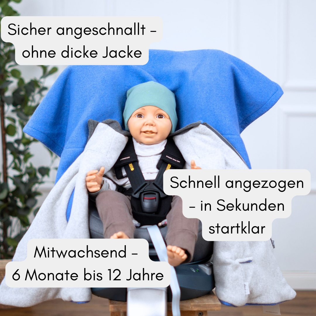 Kindersitzponcho Wollwalk "Blue"
