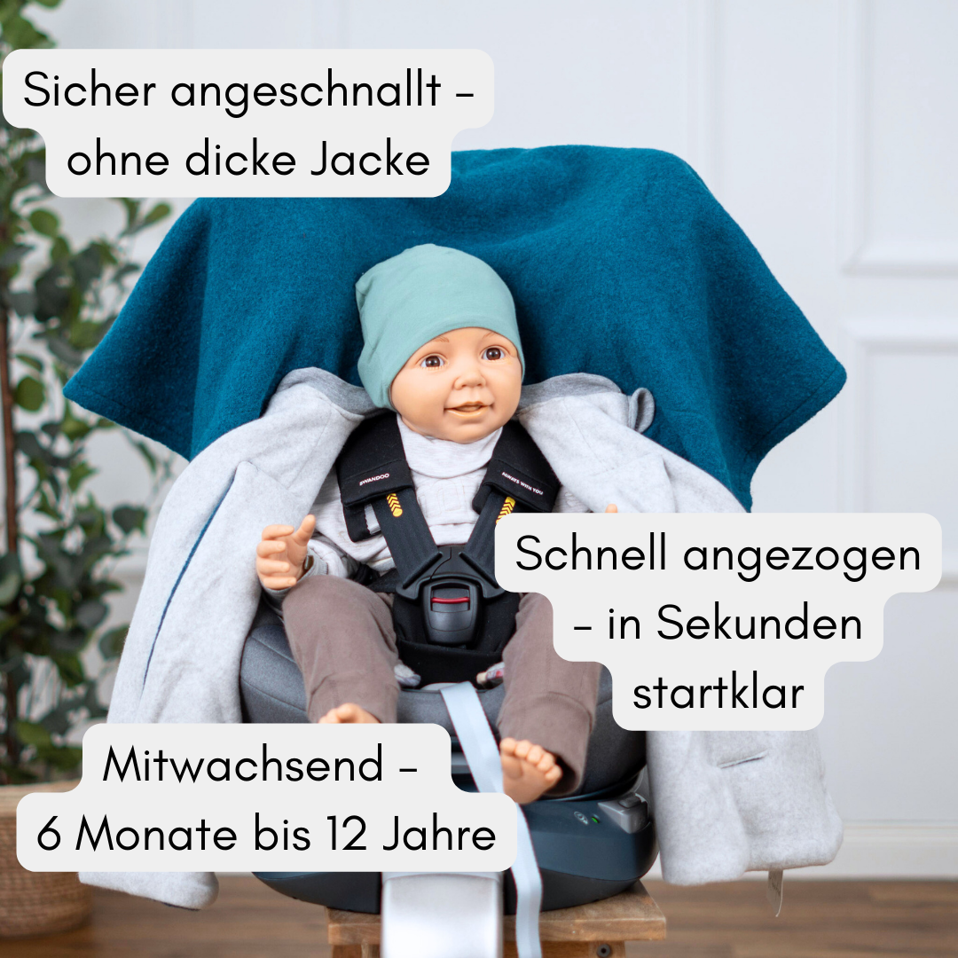 Kindersitzponcho Wollwalk "turquoise"