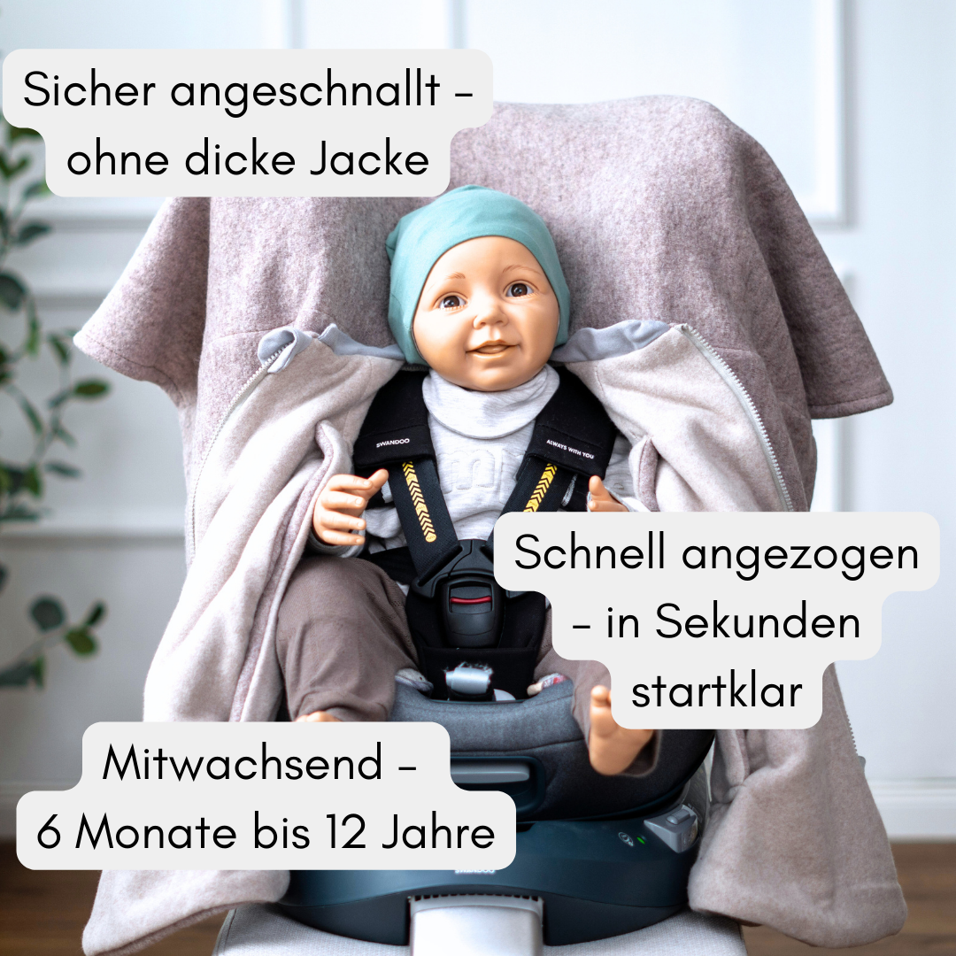 Wollwalk-Poncho geöffnet – schnell angezogen, mitwachsend von 6 Monaten‑12 Jahren