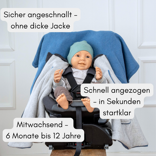 Kindersitzponcho Wollwalk "Atlantik Blue"