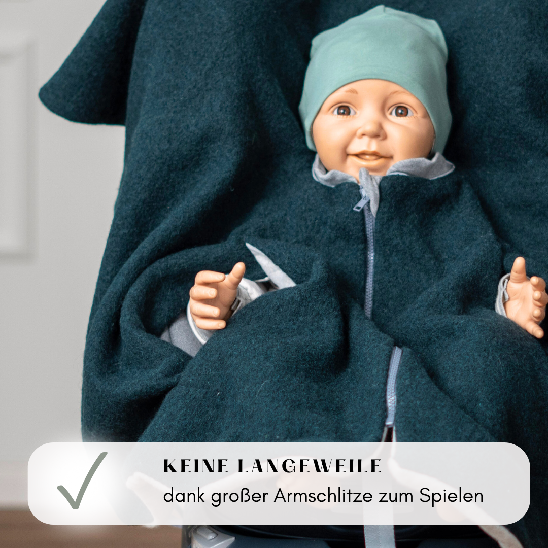Kindersitzponcho Wollwalk "Forest" mit kleinem Schönheitsfehler
