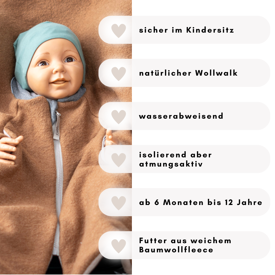 Kindersitzponcho Wollwalk "Camel"