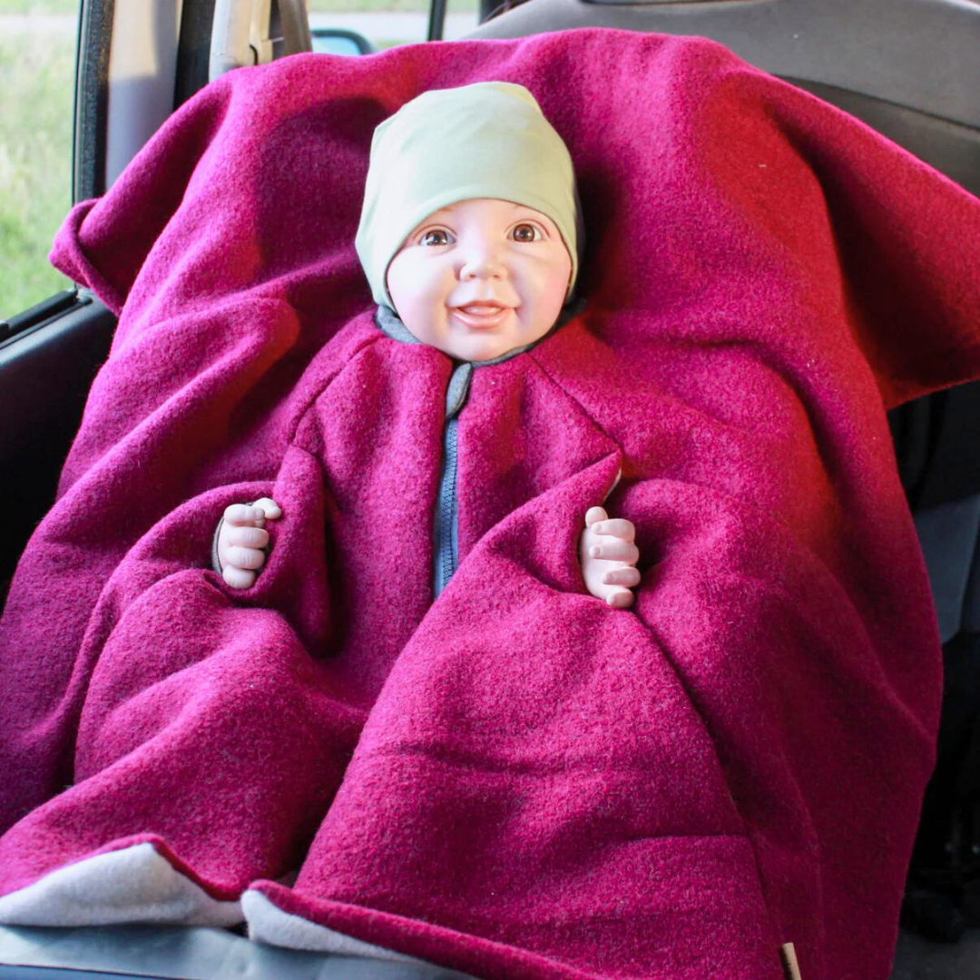 Kindersitzponcho Wollwalk "Raspberry"