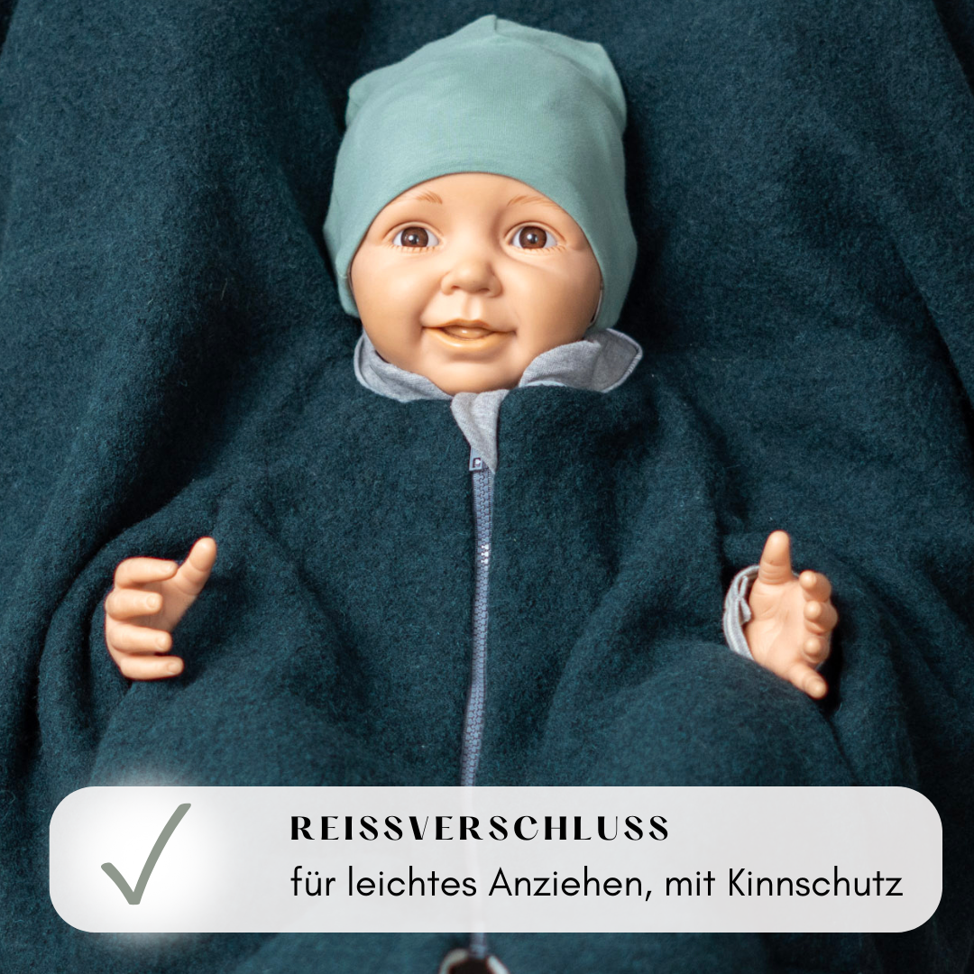 Kindersitzponcho Wollwalk "Forest" mit kleinem Schönheitsfehler