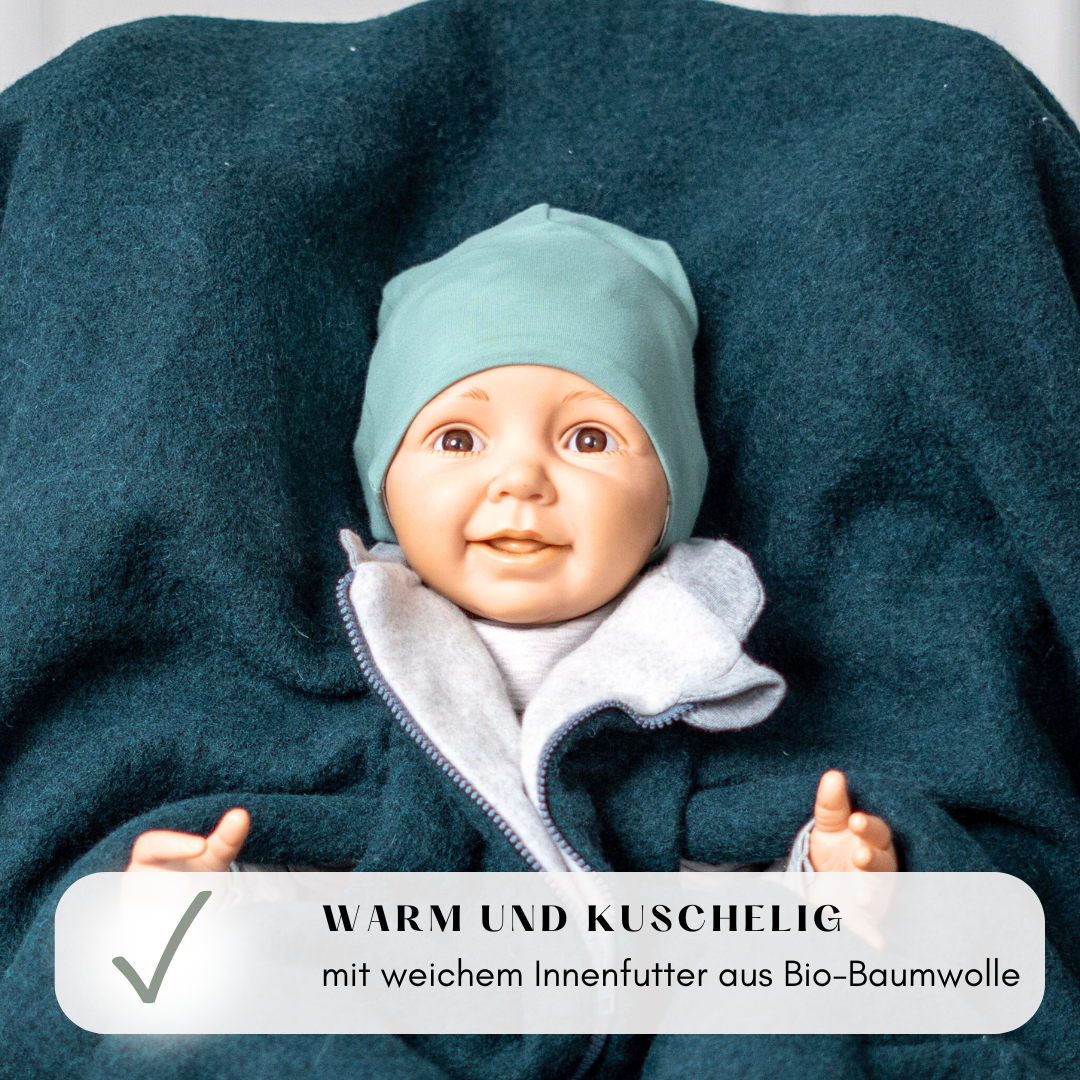 Kindersitzponcho Wollwalk "Forest" mit kleinem Schönheitsfehler