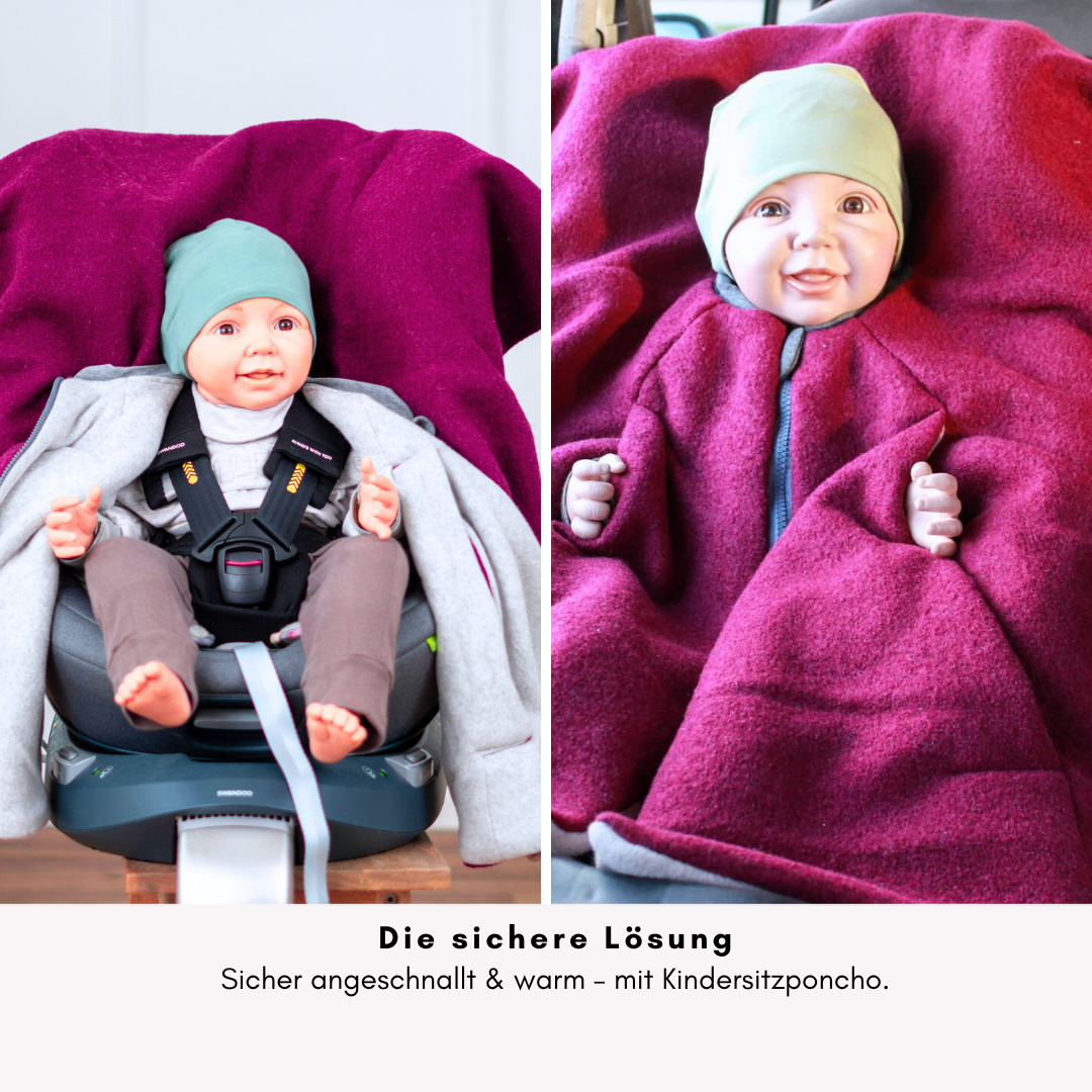 Kindersitzponcho Wollwalk "Raspberry"