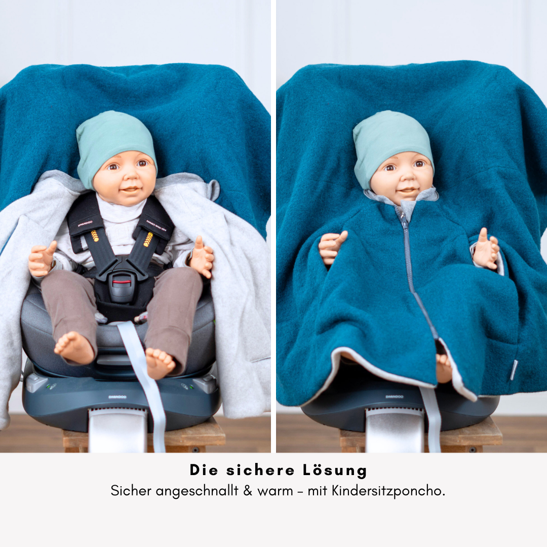 Kindersitzponcho Wollwalk "turquoise"