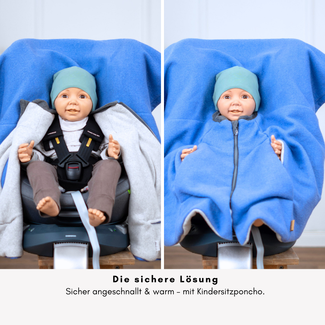 Kindersitzponcho Wollwalk "Blue"