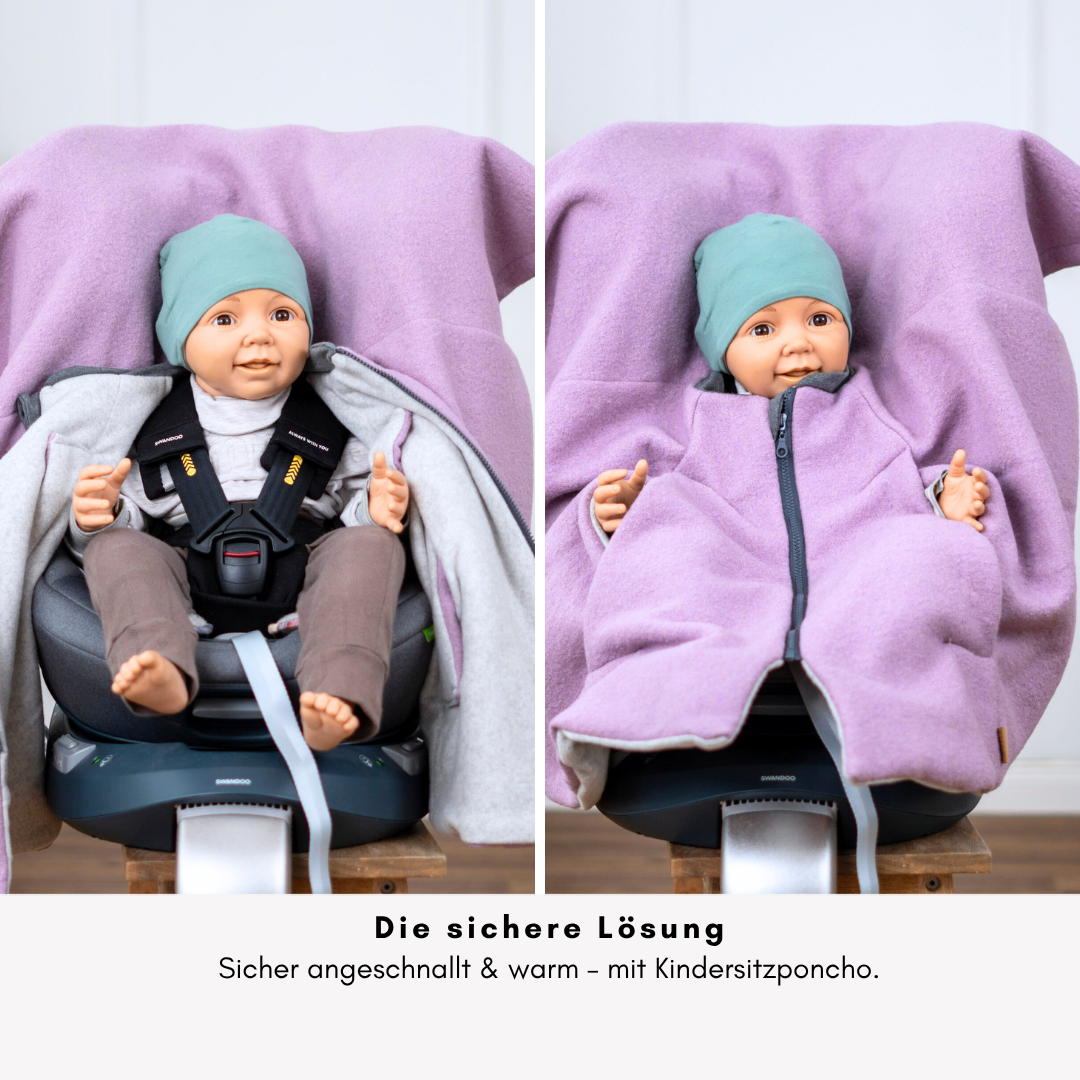 Kindersitzponcho Wollwalk "dusty Rose"