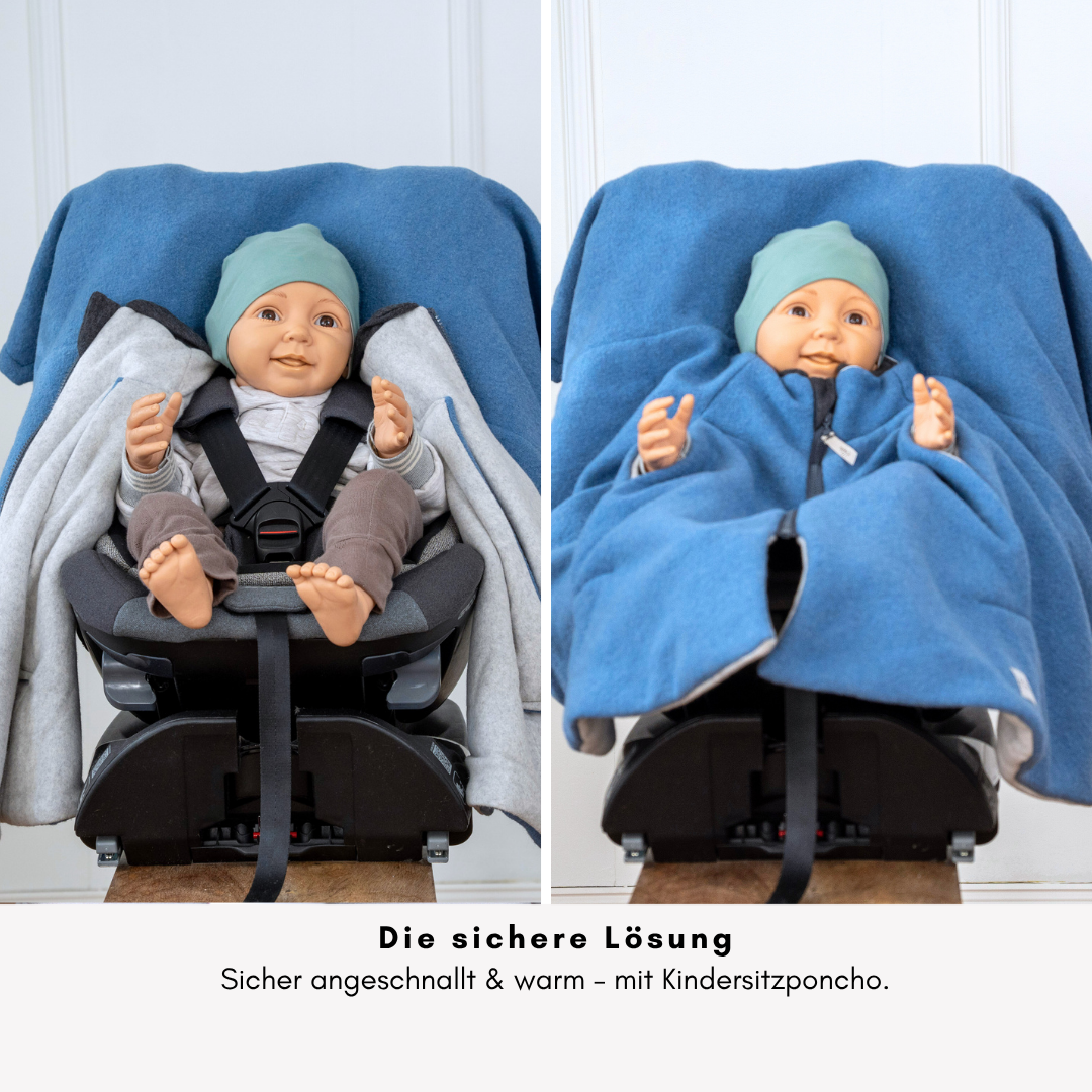 Kindersitzponcho Wollwalk "Atlantik Blue"