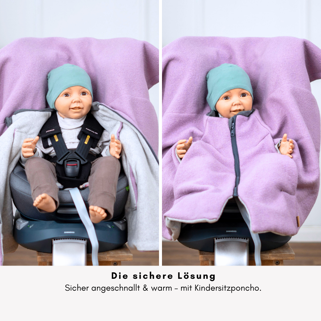 Kindersitzponcho Wollwalk "dusty Rose"