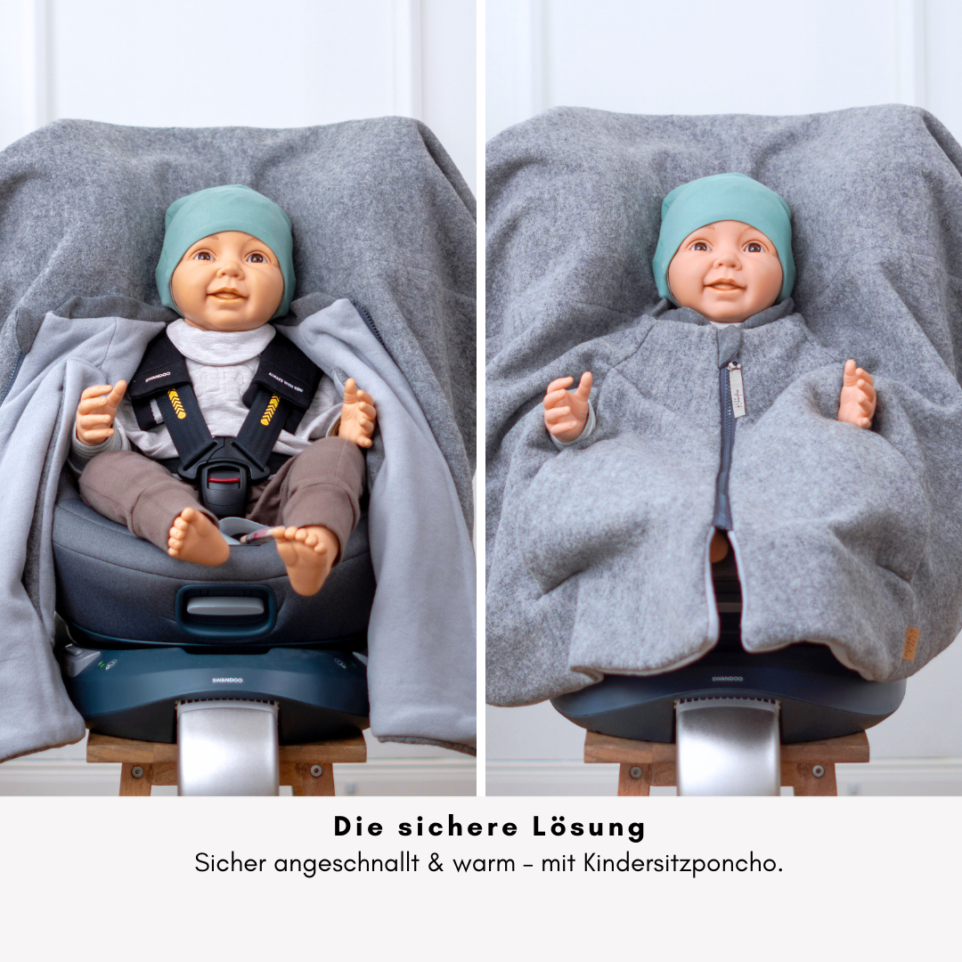 Kindersitzponcho Wollwalk "Pure Grey"