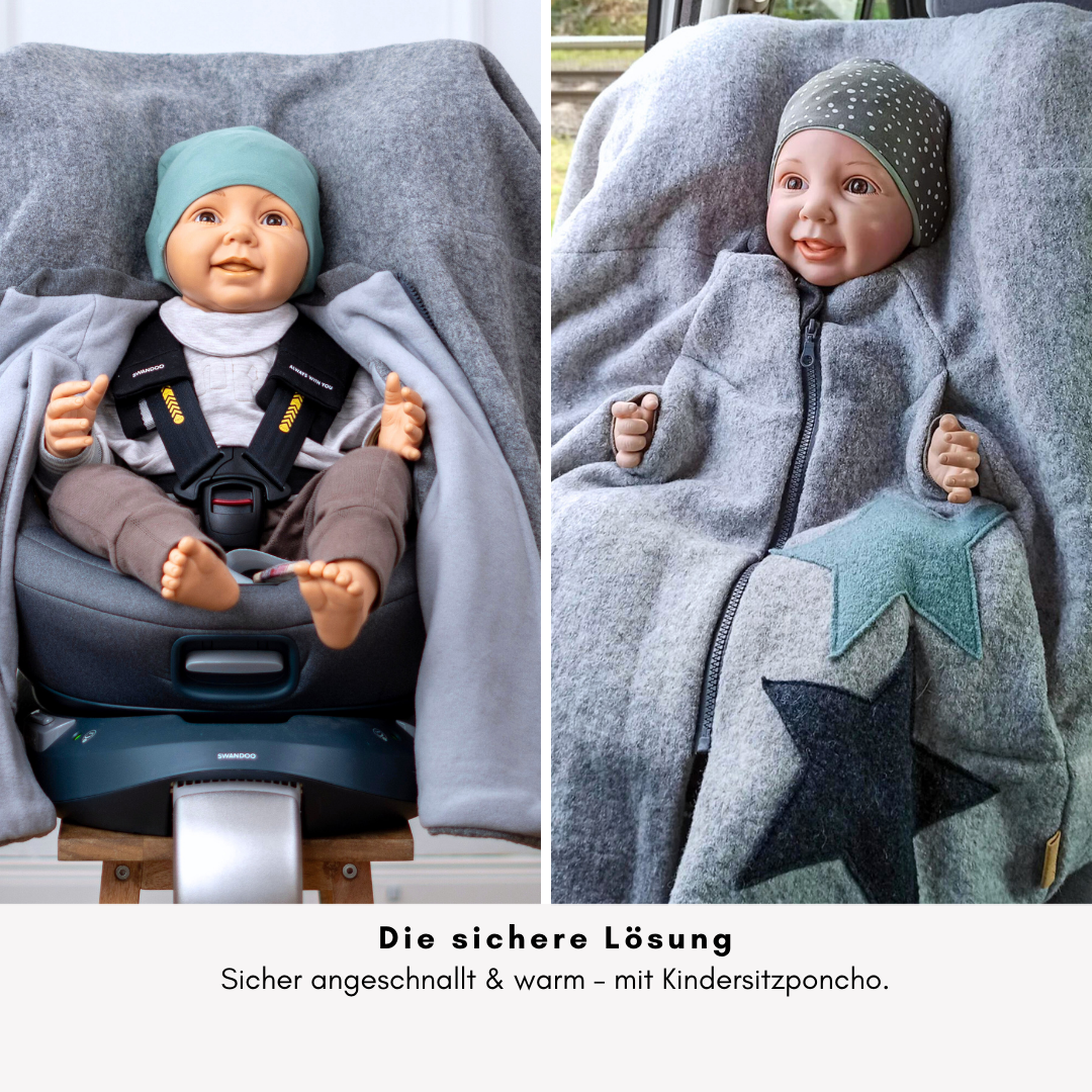 Kindersitzponcho Wollwalk "grau"