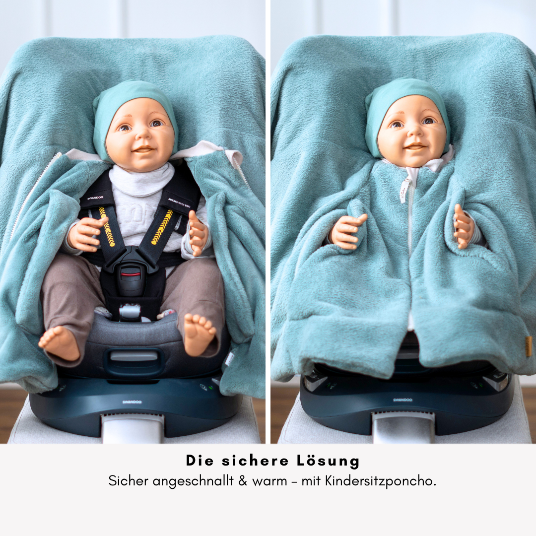 Kindersitzponcho "flauschig mint"