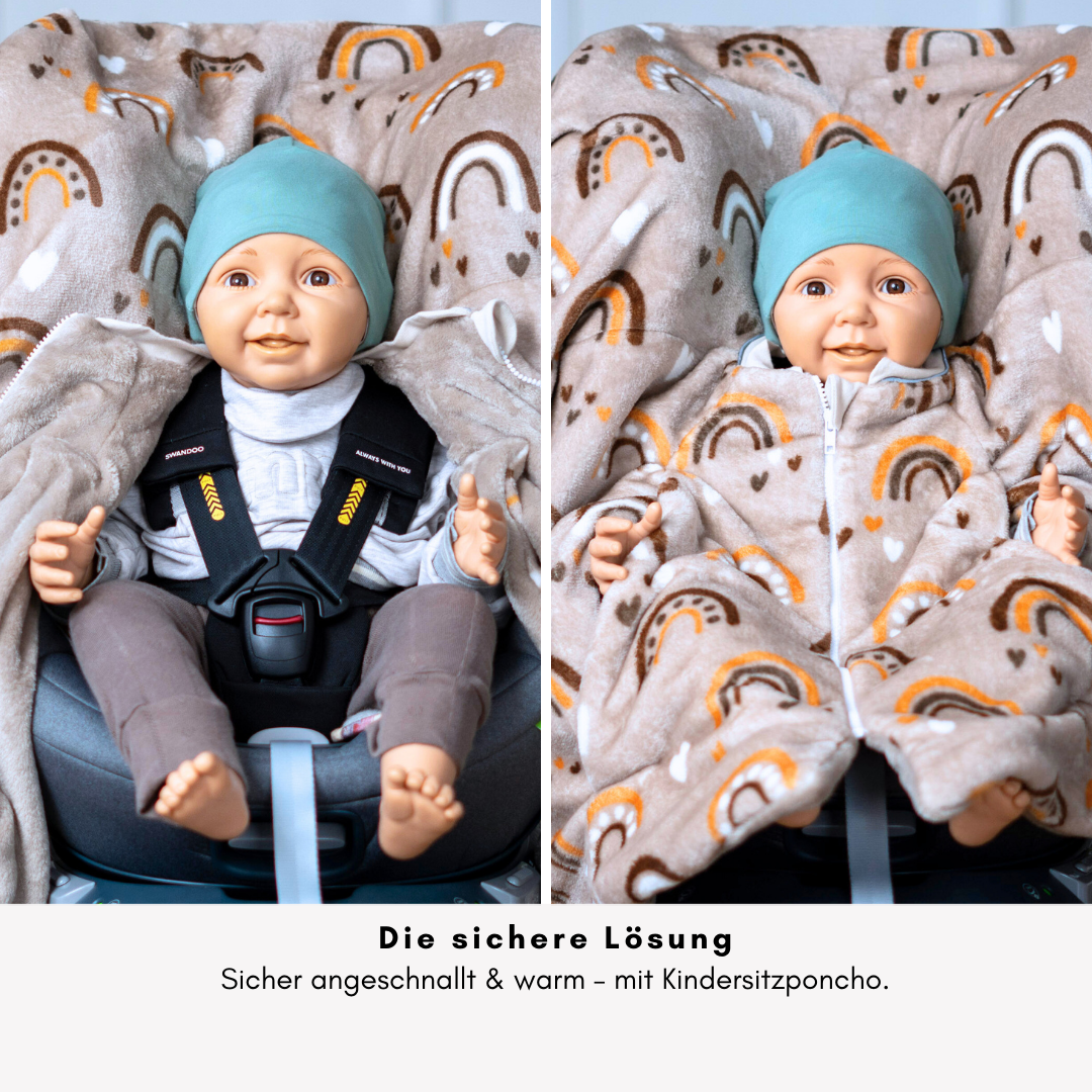Kindersitzponcho "flauschiger Regenbogen"