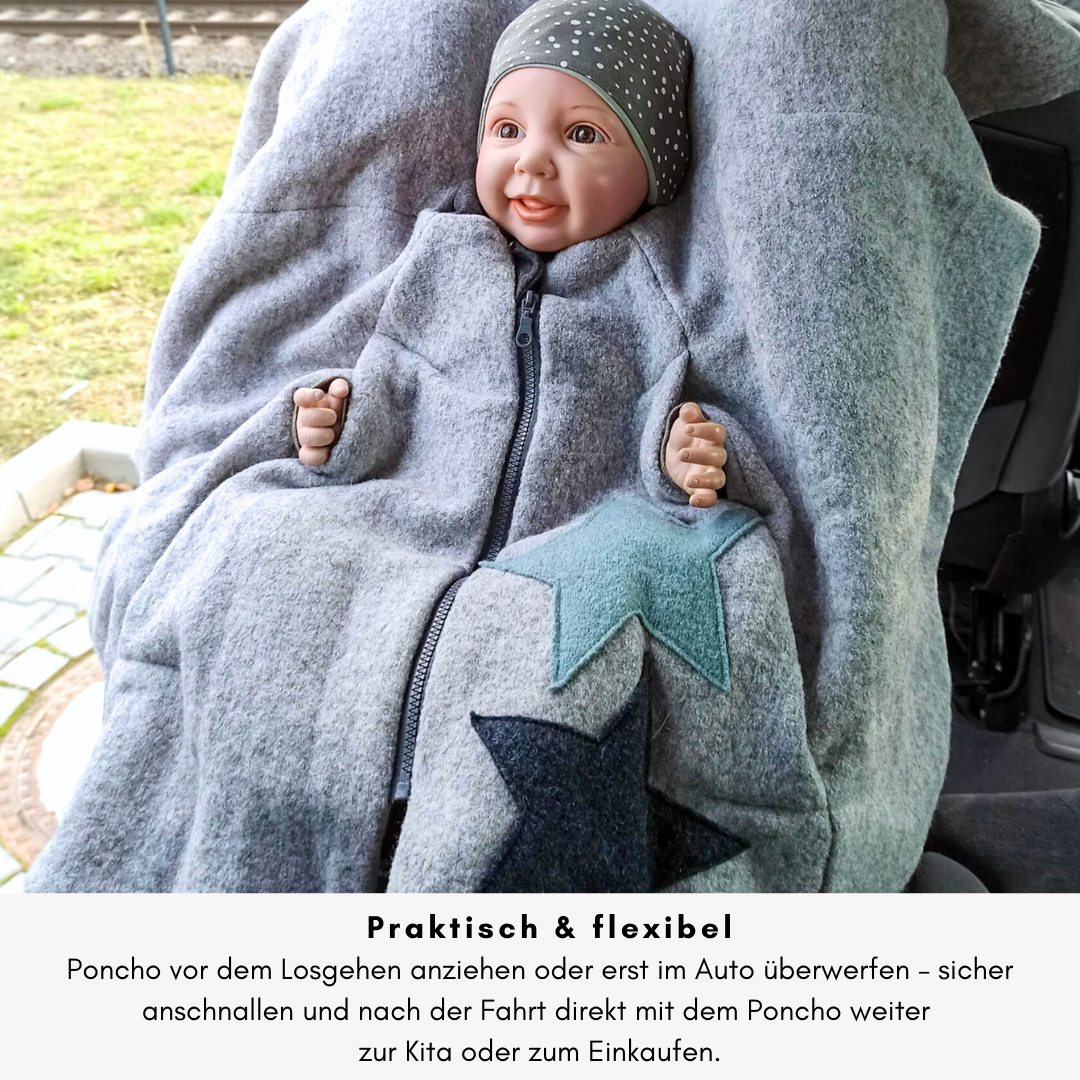 Kindersitzponcho Wollwalk "grau"