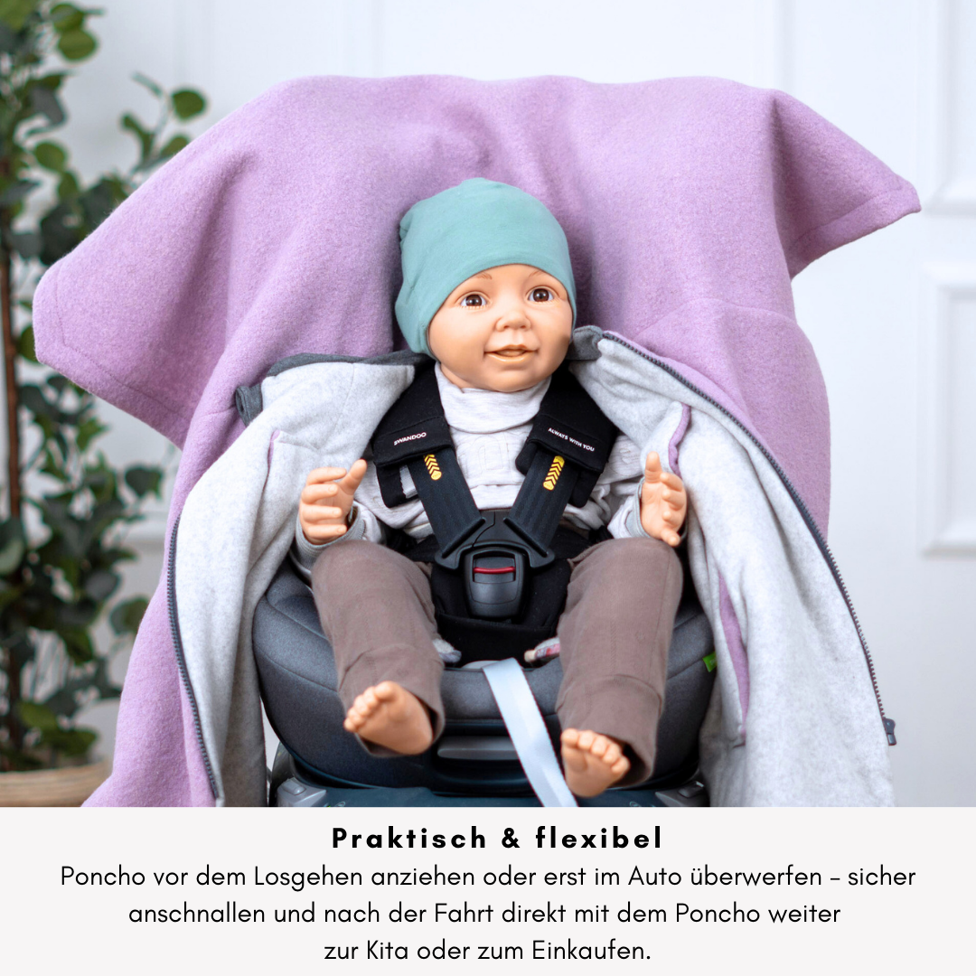 Kindersitzponcho Wollwalk "dusty Rose"