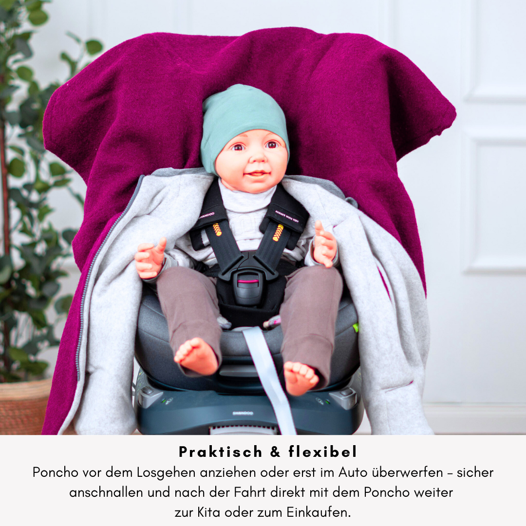 Kindersitzponcho Wollwalk "Raspberry"