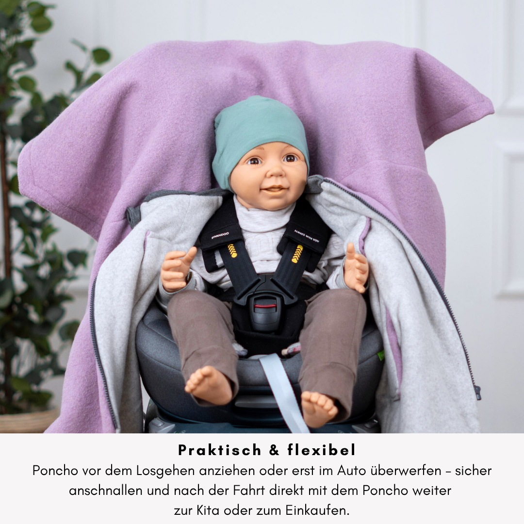 Kindersitzponcho Wollwalk "dusty Rose"