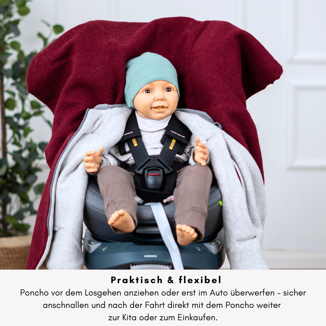 Kindersitzponcho Wollwalk "Brombeere"