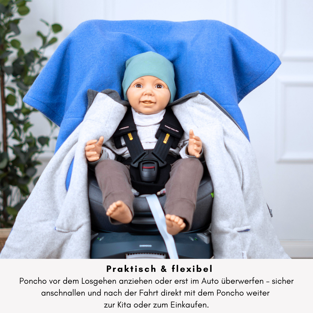Kindersitzponcho Wollwalk "Blue"