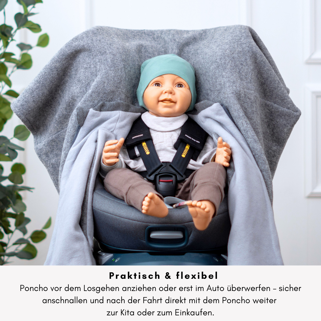 Kindersitzponcho Wollwalk "Pure Grey"