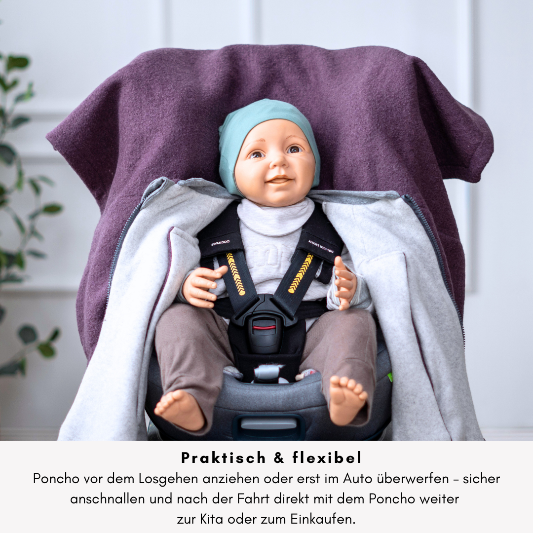 Kindersitzponcho Wollwalk "dusty Purple"