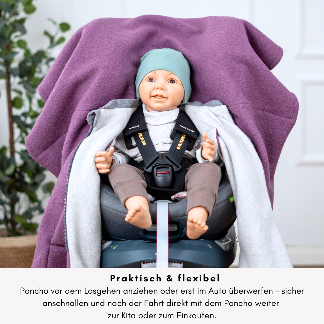 Kindersitzponcho Wollwalk "Mauve"