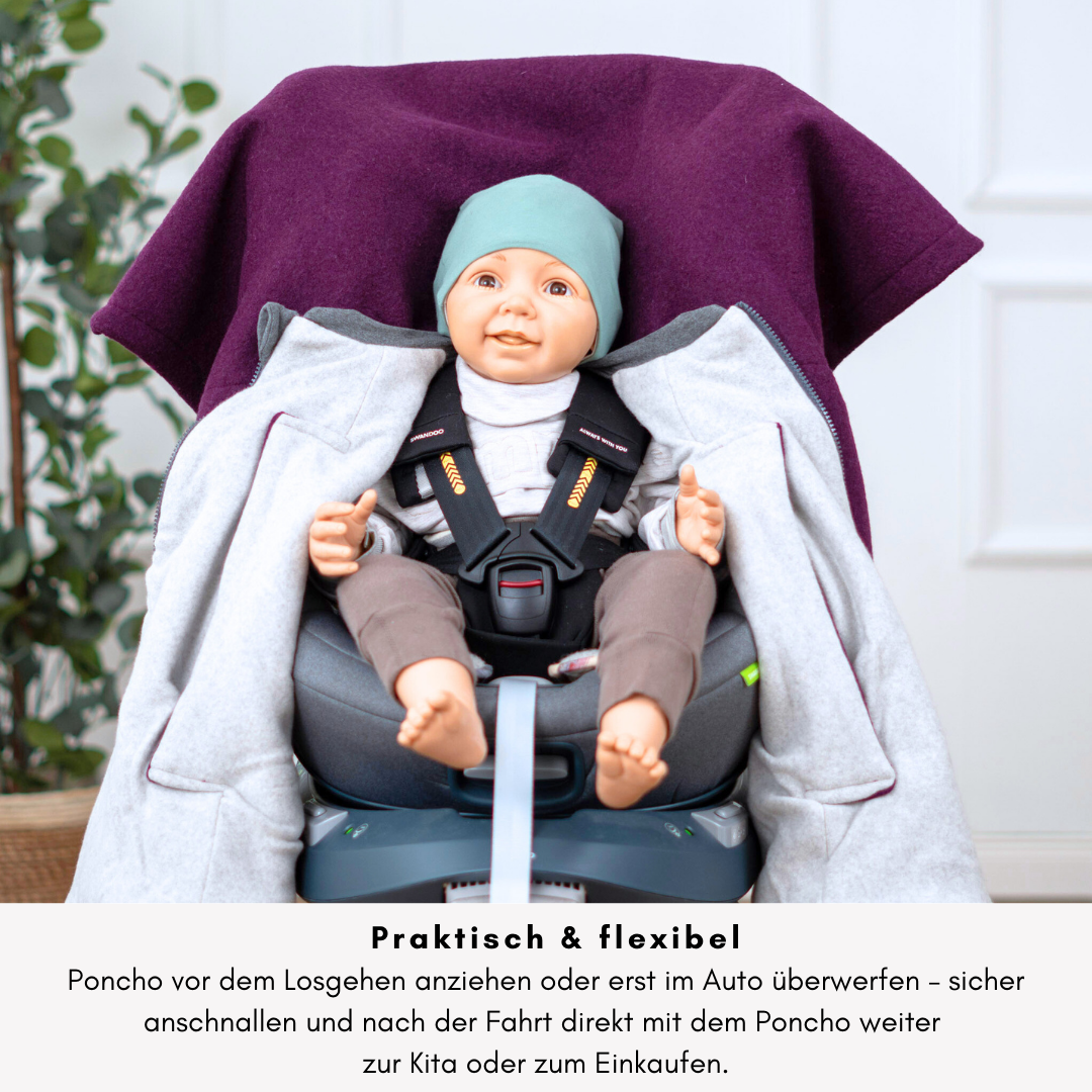 Kindersitzponcho Wollwalk "Aubergine"