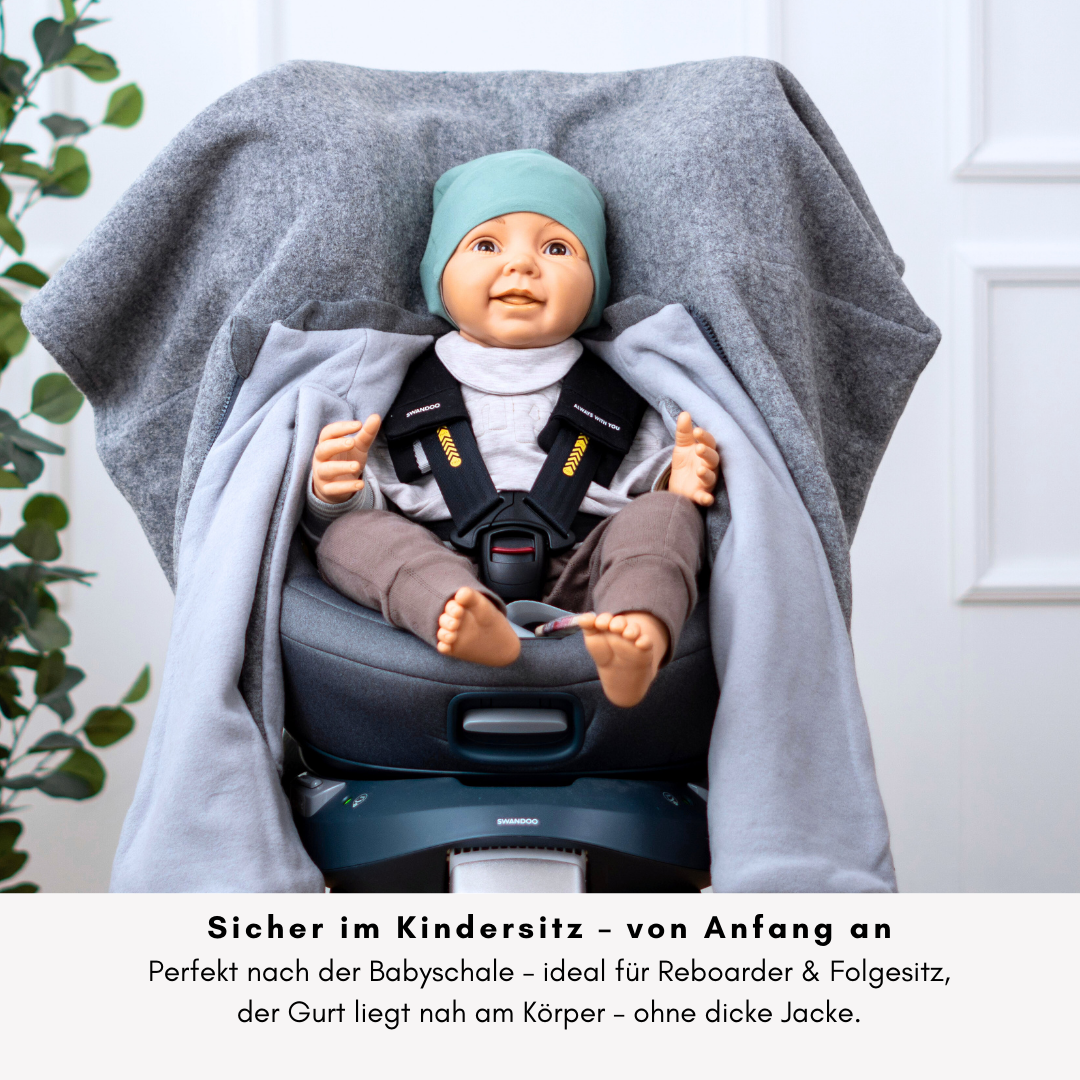 Kindersitzponcho Wollwalk "grau"