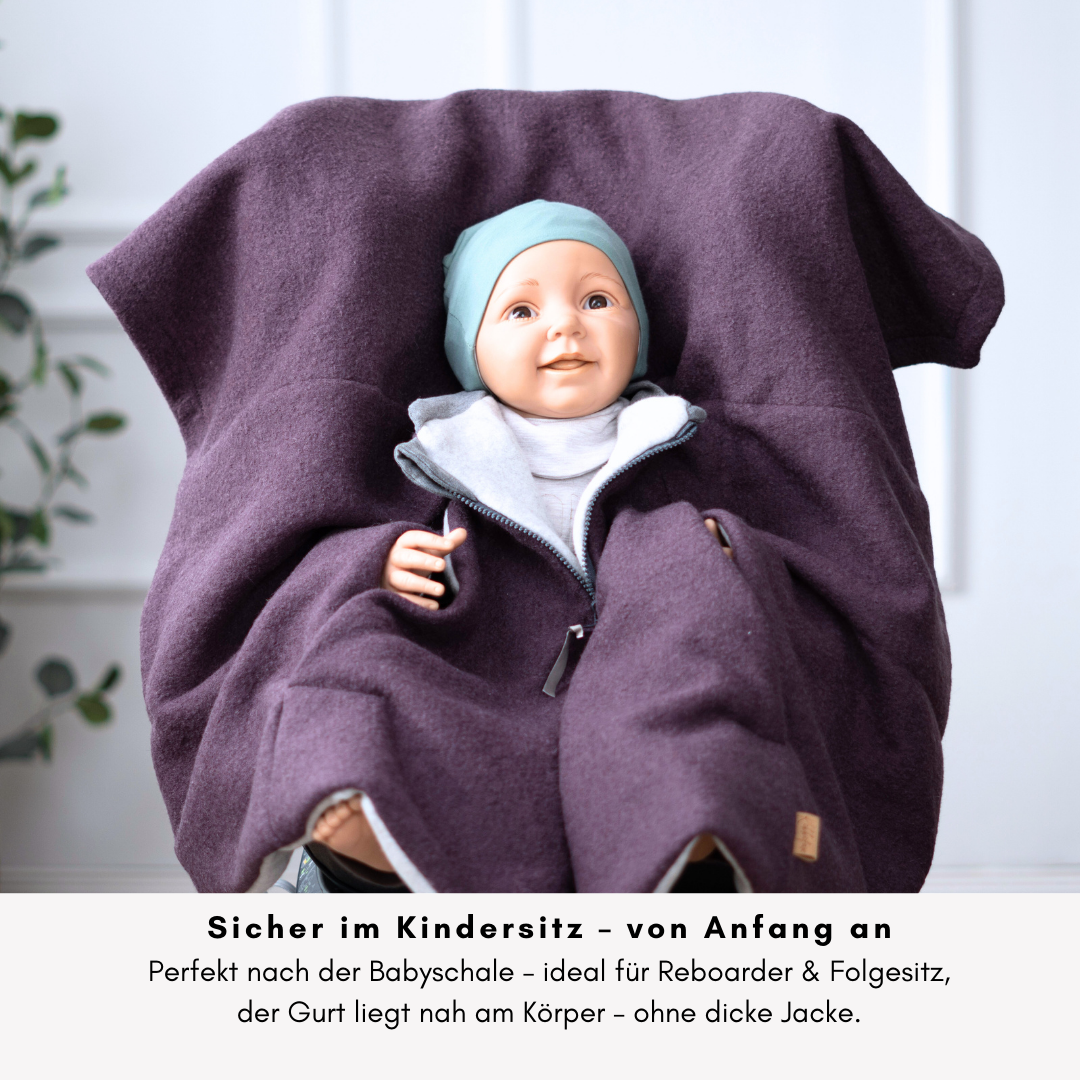 Kindersitzponcho Wollwalk "dusty Purple"