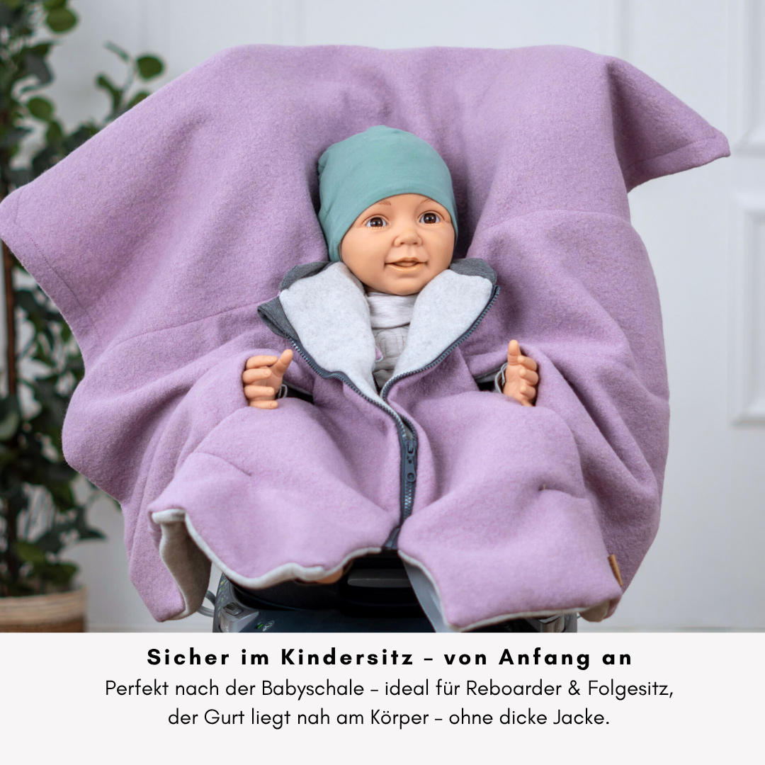 Kindersitzponcho Wollwalk "dusty Rose"