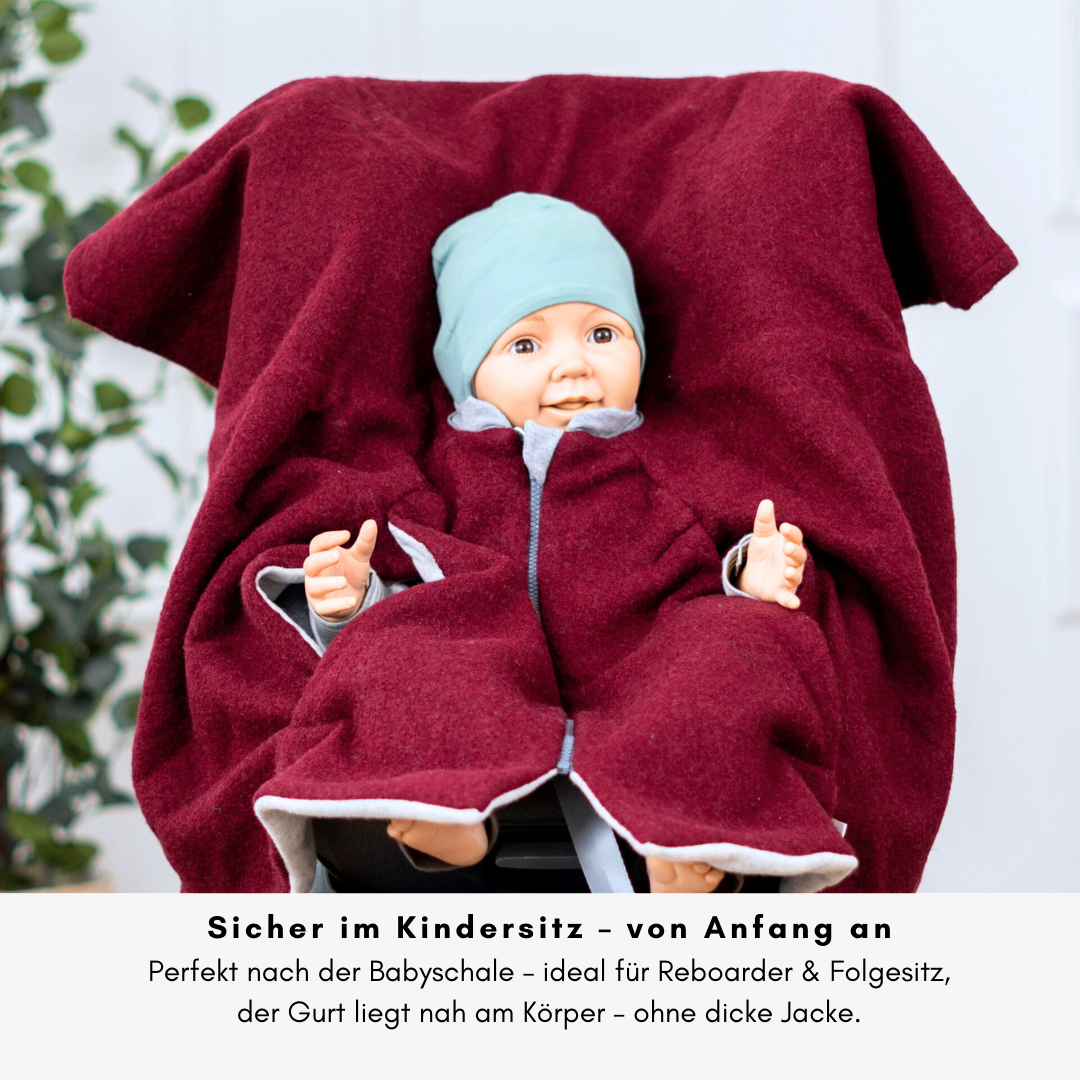 Kindersitzponcho Wollwalk "Brombeere"