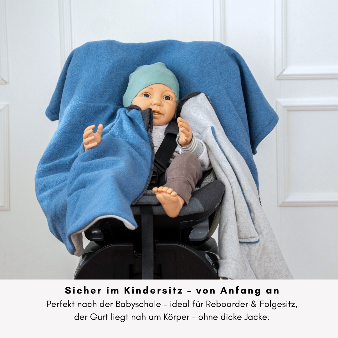 Kindersitzponcho Wollwalk "Atlantik Blue"