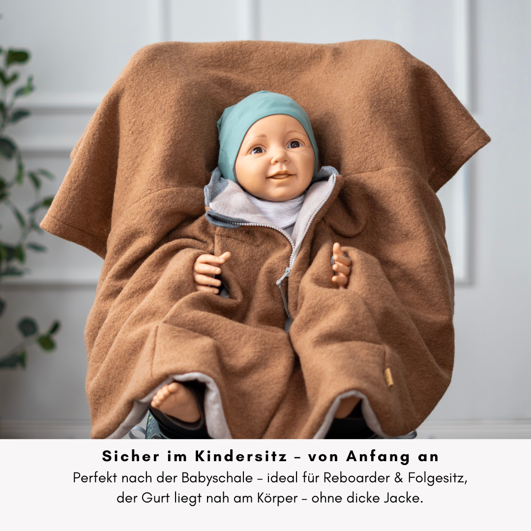 Kindersitzponcho Wollwalk "Caramel"
