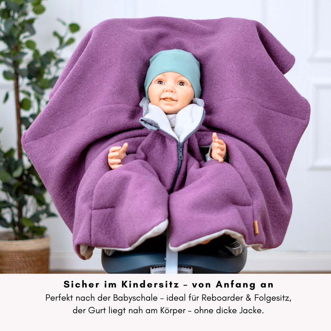 Kindersitzponcho Wollwalk "Mauve"