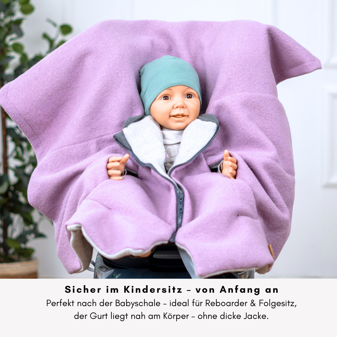 Kindersitzponcho Wollwalk "dusty Rose"