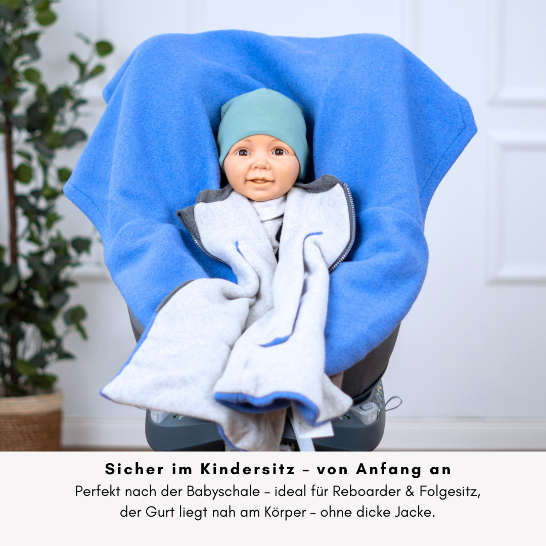 Kindersitzponcho Wollwalk "Blue"