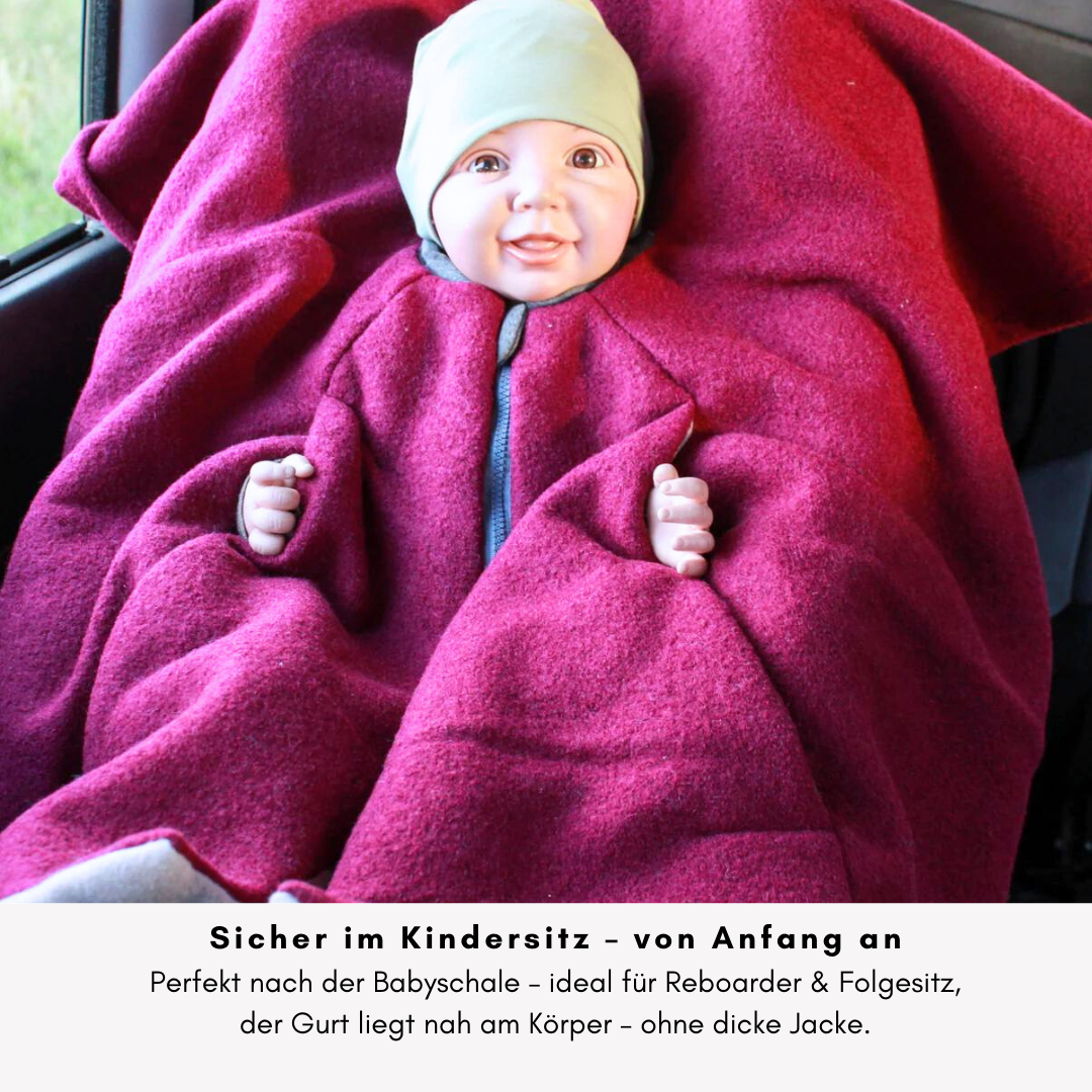 Kindersitzponcho Wollwalk "Raspberry"