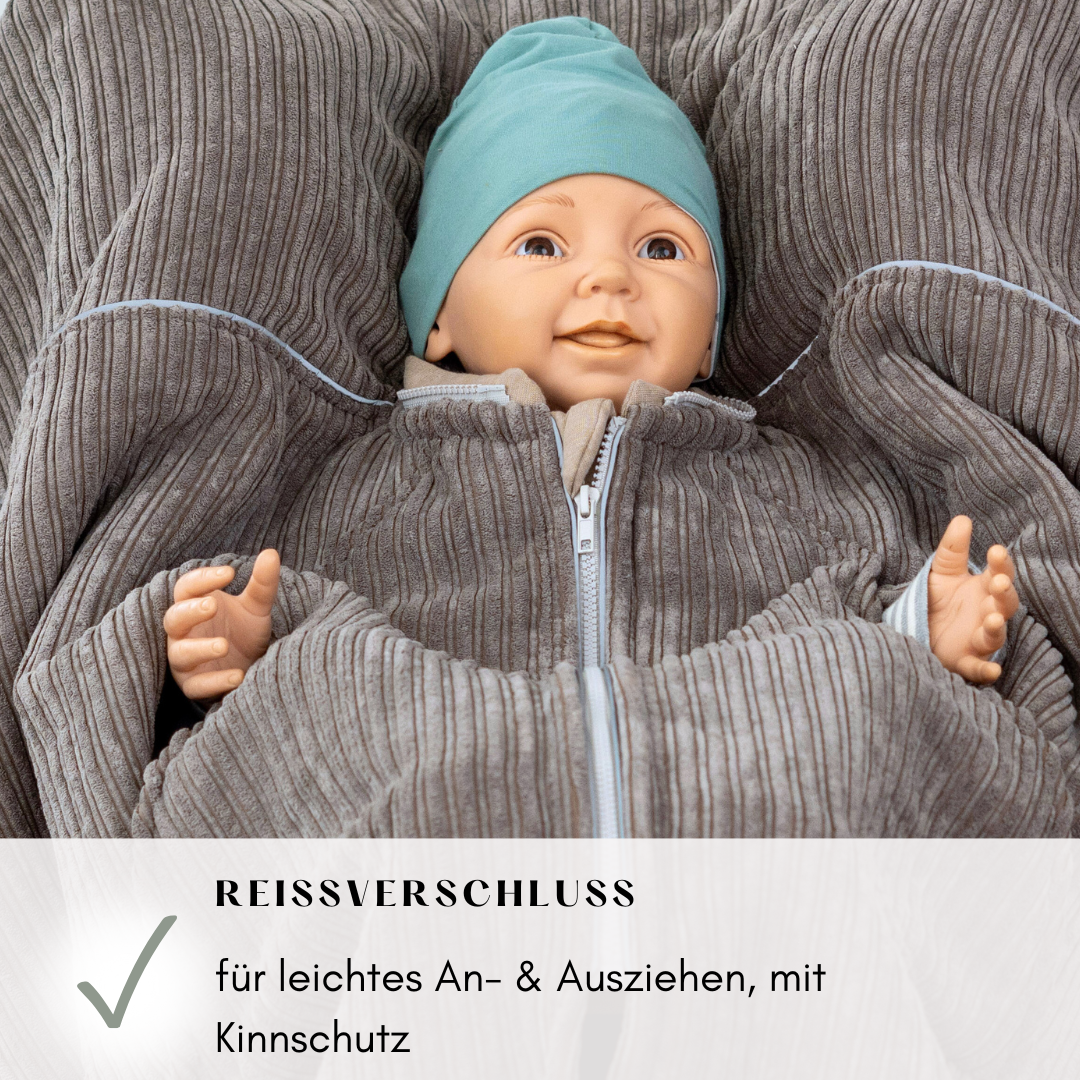 XL Kindersitzponcho Kuschel- Kord Brownie