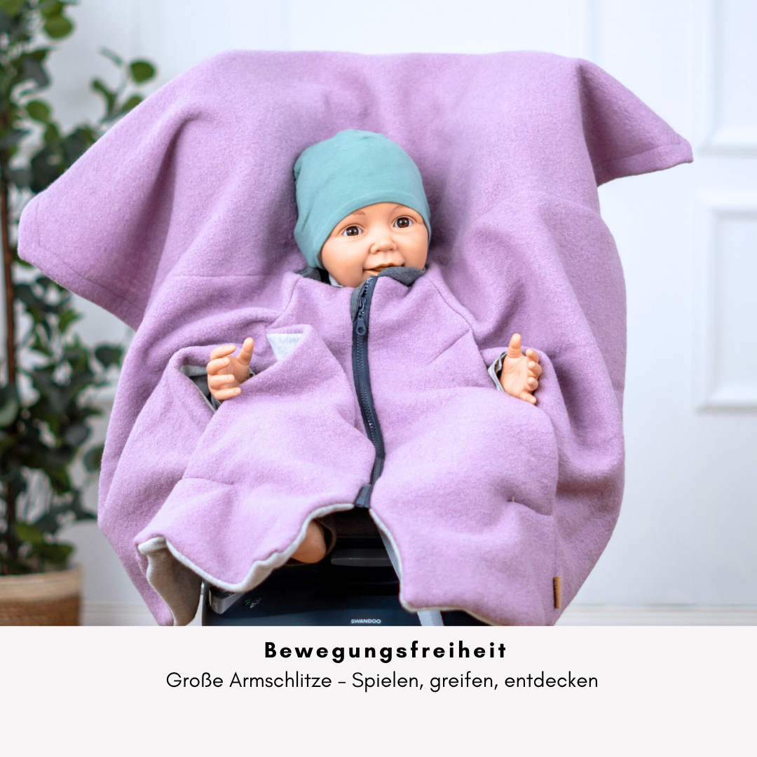 Kindersitzponcho Wollwalk "dusty Rose"