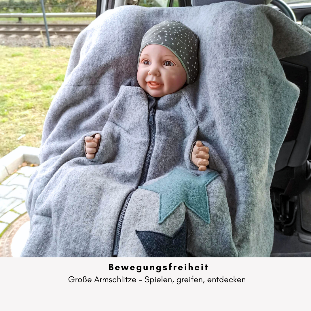 Kindersitzponcho Wollwalk "grau"